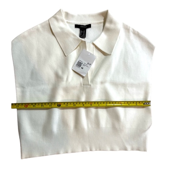 Forever 21 Sleeveless Sweater-Knit Crop Top ivory cream medium M vest NWT - Picture 3 of 10